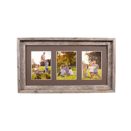 Barnwoodusa Rustic Farmhouse Reclaimed Frame, Fits 3, 5x7 Photos (Weathered Wood) 672713215325